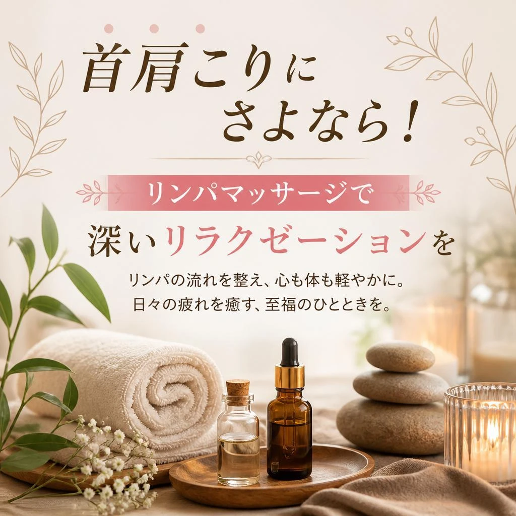 首肩こりにさよなら！リンパマッサージで深いリラクゼーションを