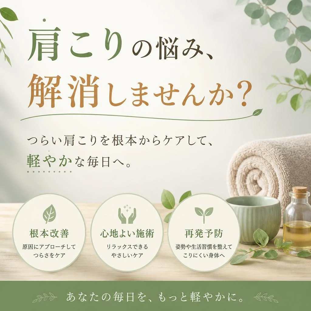 肩こりの悩み、解消しませんか？