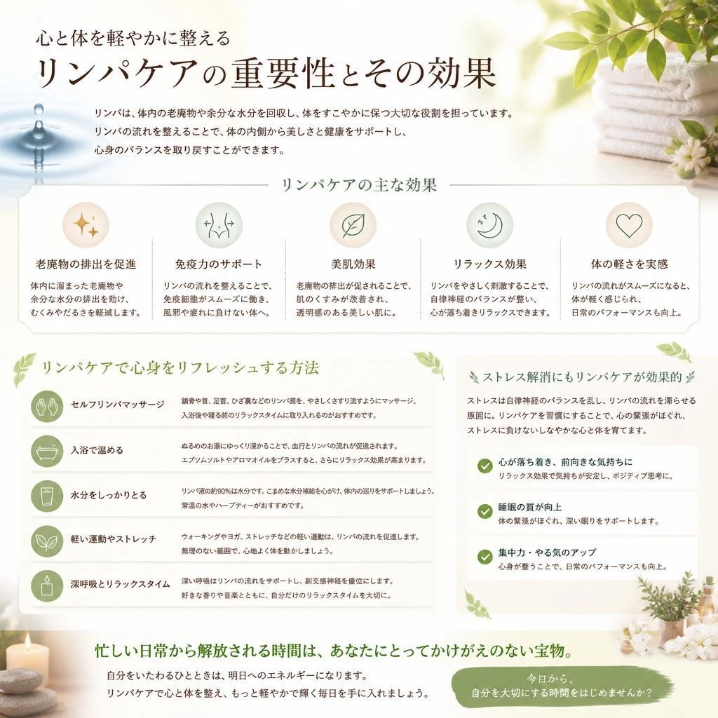 リンパケアで得られる心身のリフレッシュ