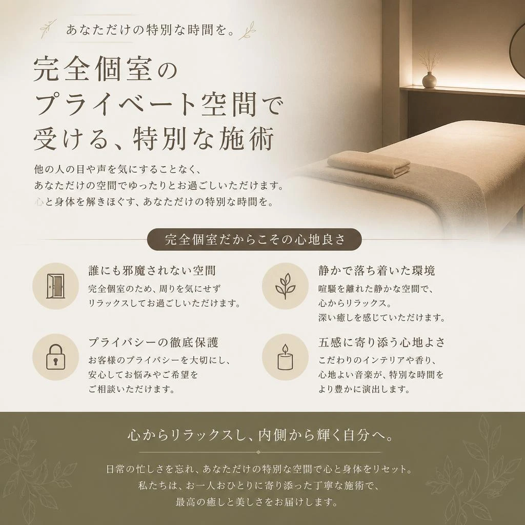 特別な空間での施術体験