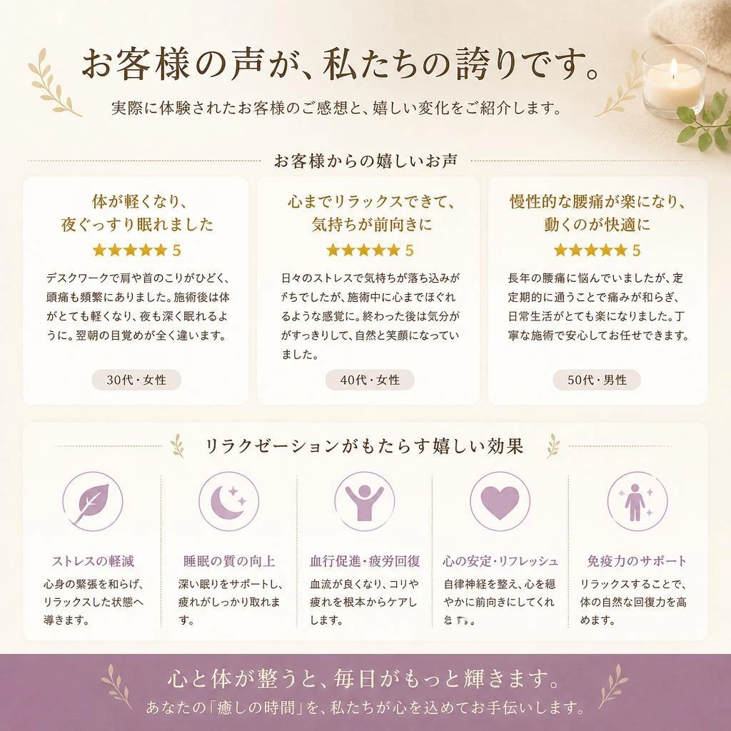 お客様の声・体験談