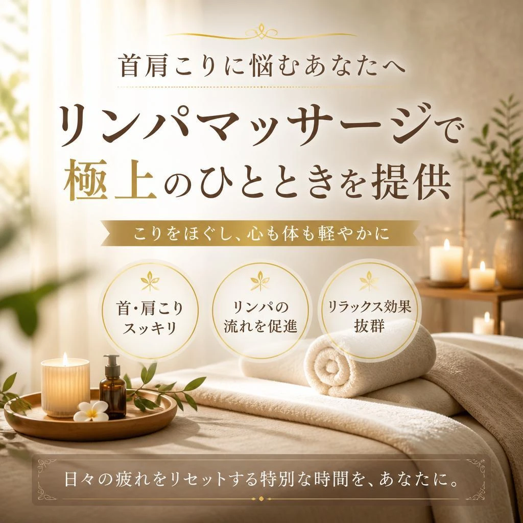 首肩こりに悩むあなたへ、リンパマッサージで極上のひとときを提供