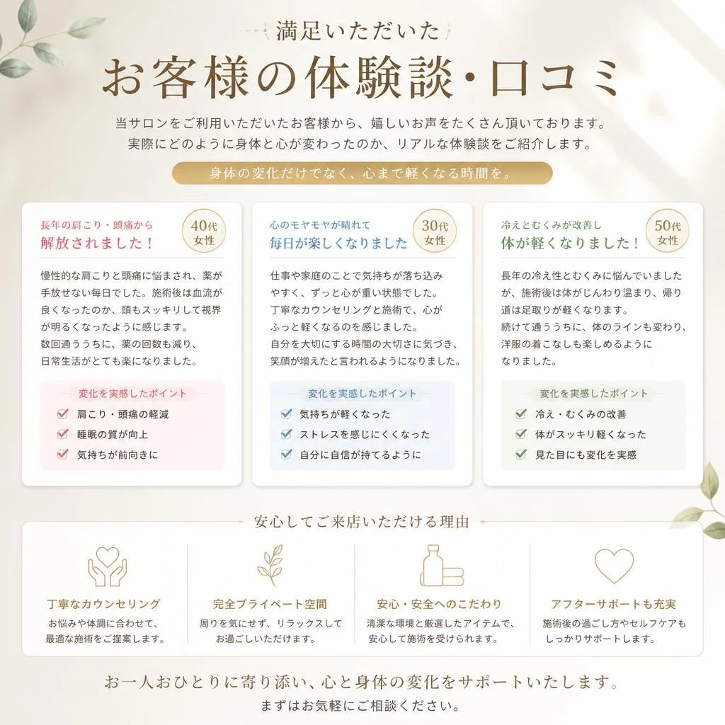 お客様の声・体験談