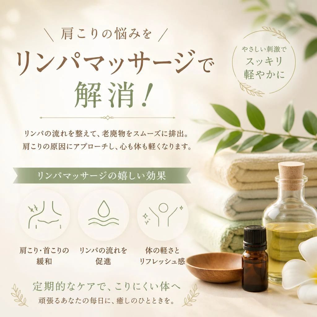 肩こりの悩みをリンパマッサージで解消！