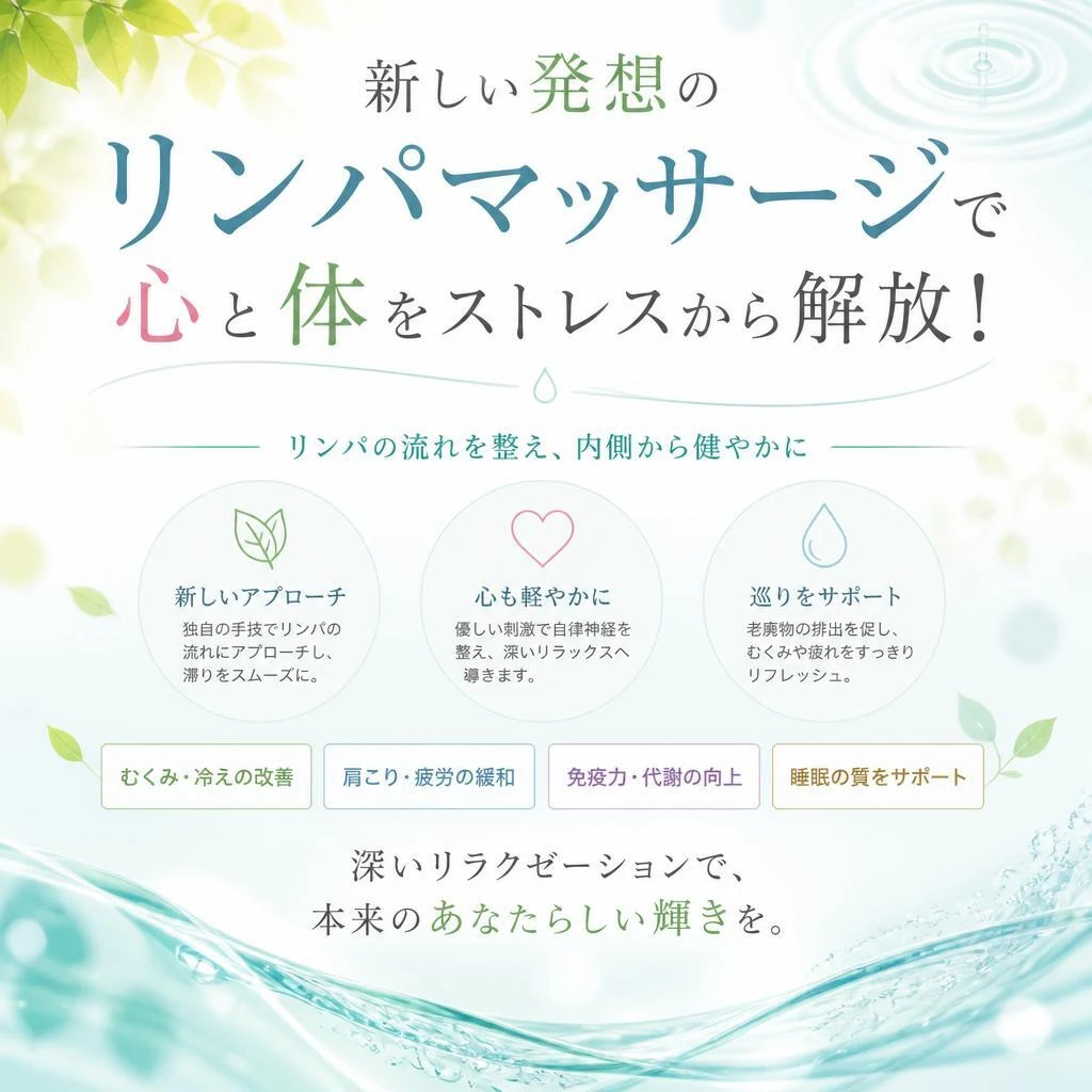 新しい発想のリンパマッサージで心と体をストレスから解放！