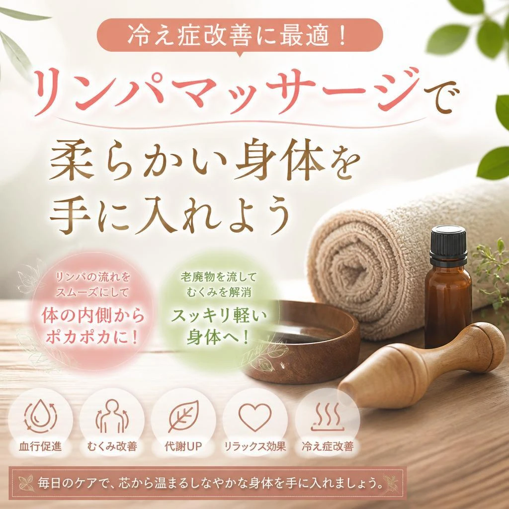 冷え症改善に最適！リンパマッサージで柔らかい身体を手に入れよう
