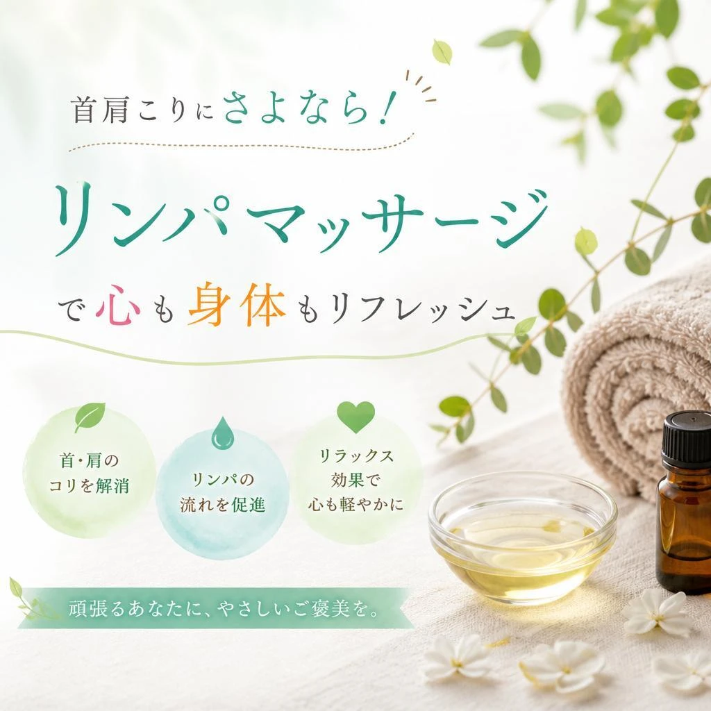 首肩こりにさよなら！リンパマッサージで心も身体もリフレッシュ